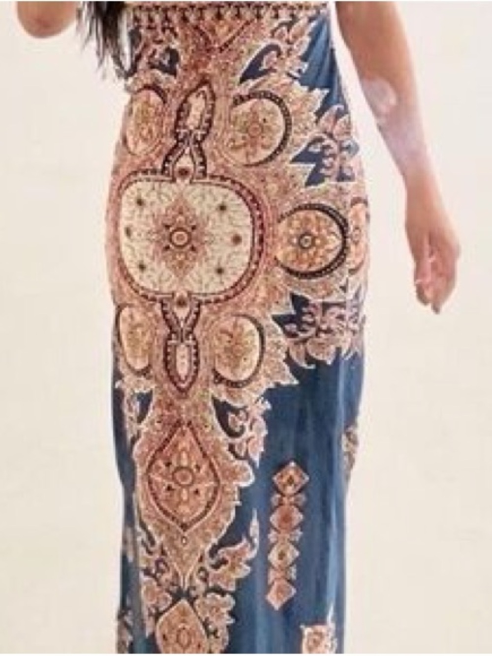 Olga & Maya Bohemian-Inspired Paisley Mosaic Print Jersey Maxi Dress